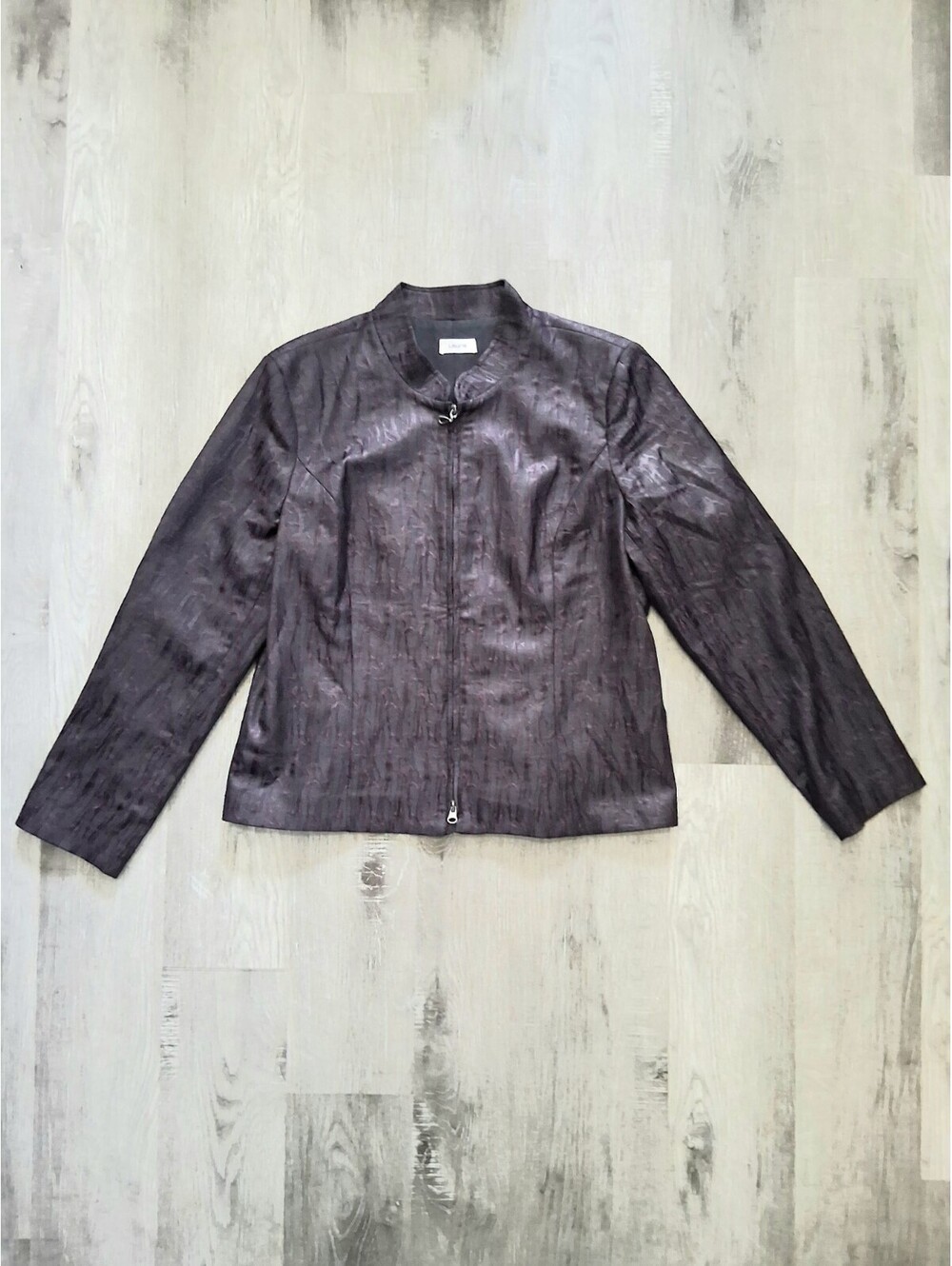 Vtg Y2K Laura Women's 16 Purple Textured Full Zip Lined Jacket Made in Canada